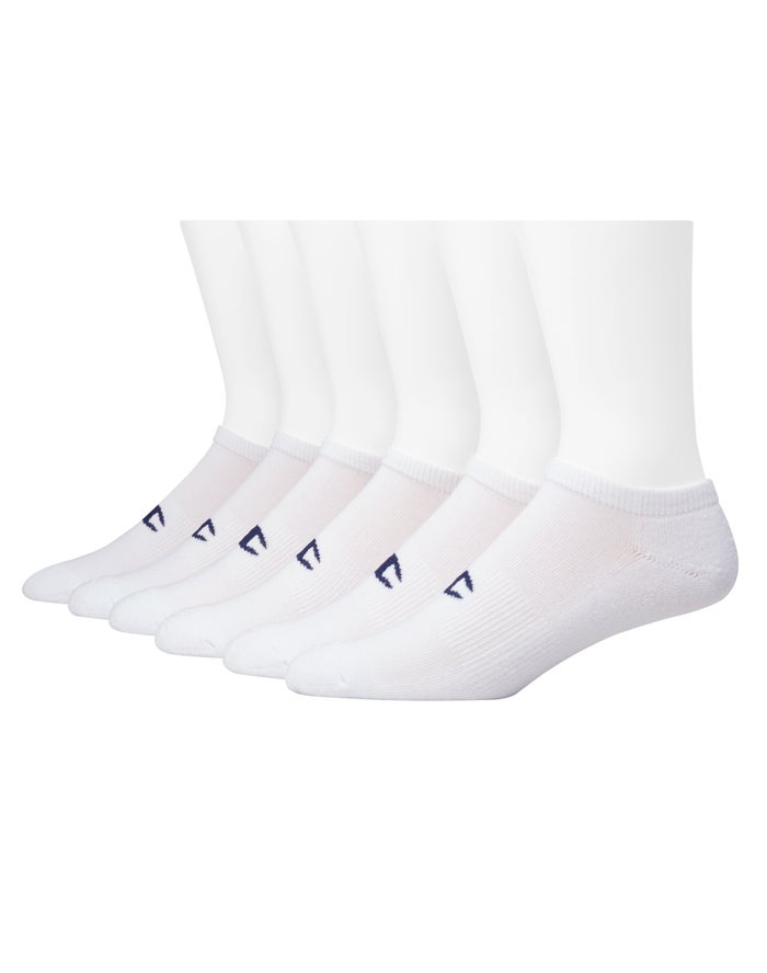 Champion Mens Socks NZ - No-Show Extended Sizes 6-Pairs White ( 2948-VIWOG )